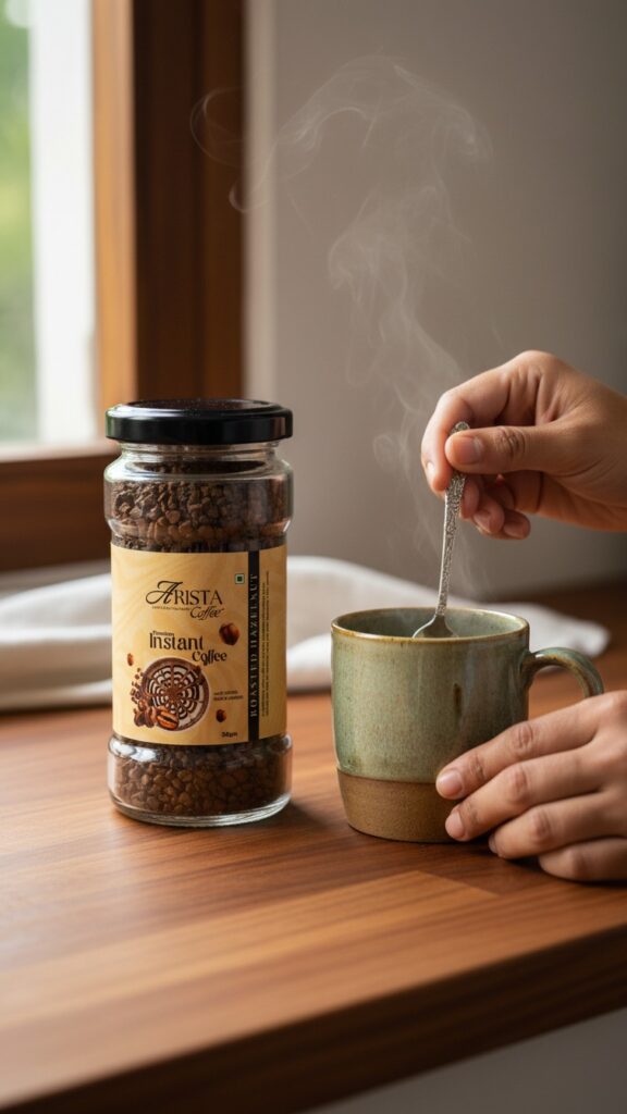 Instant coffee brewing process at home 