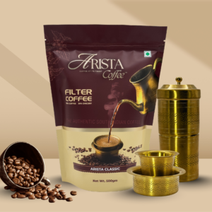 Arista Filter Coffee | Heritage Kit | 500g Pack+ Brass Filter+ Brass Dabara set