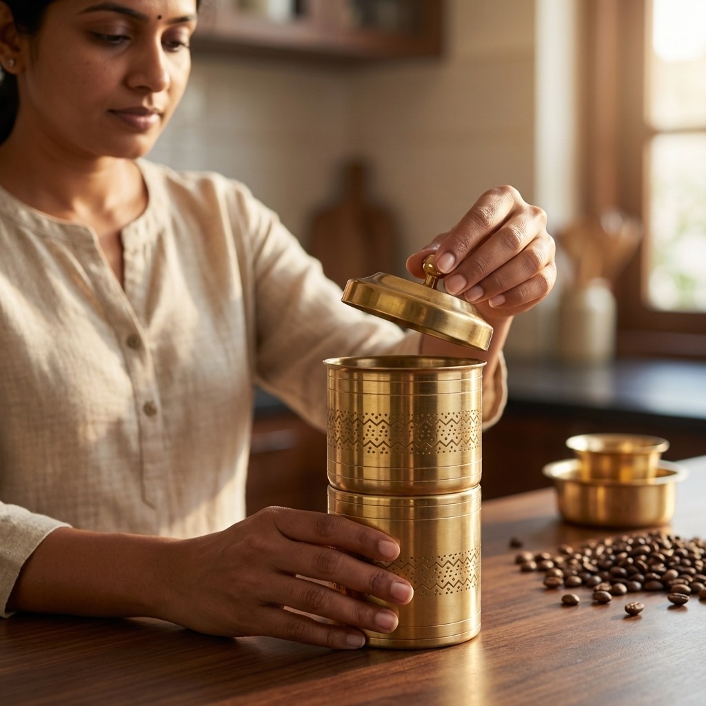 South Indian filter coffee brewing guide/steps.