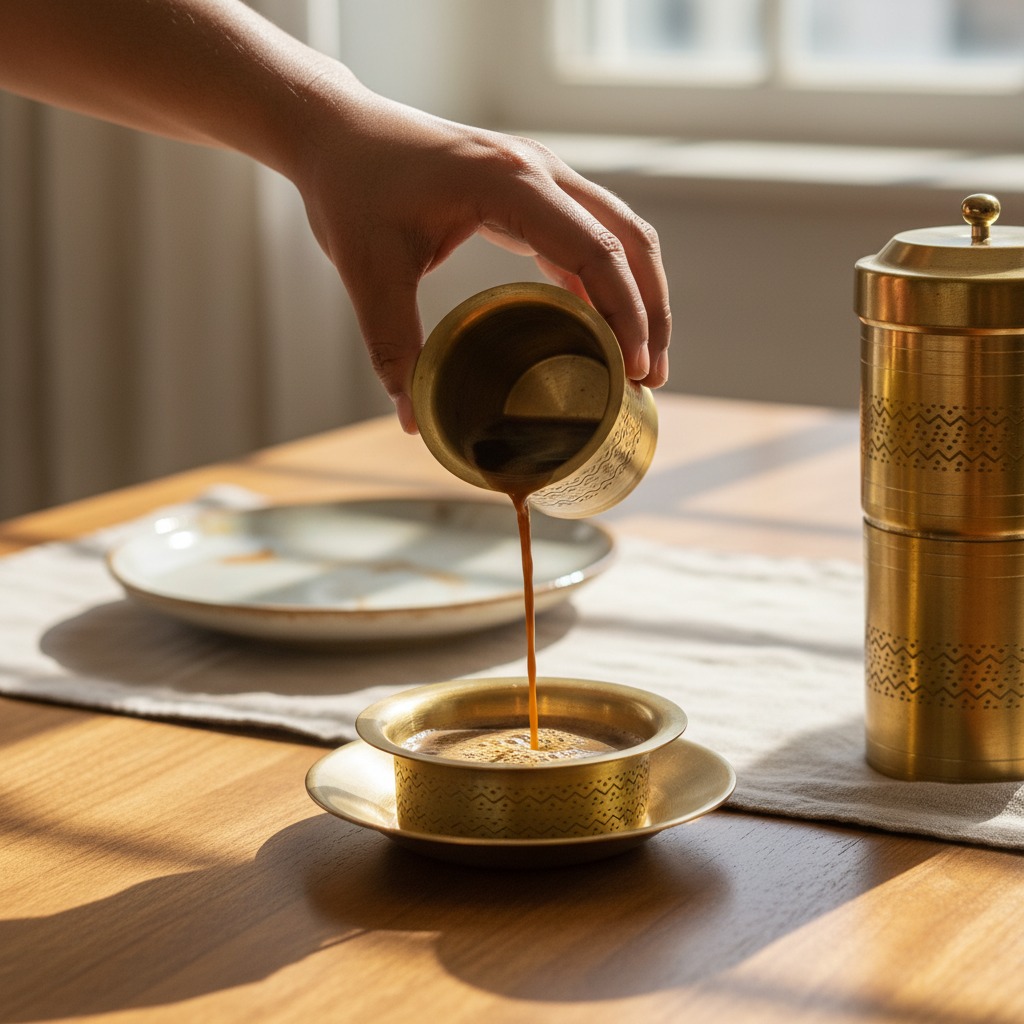 Authentic South Indian filter coffee served in tumbler 